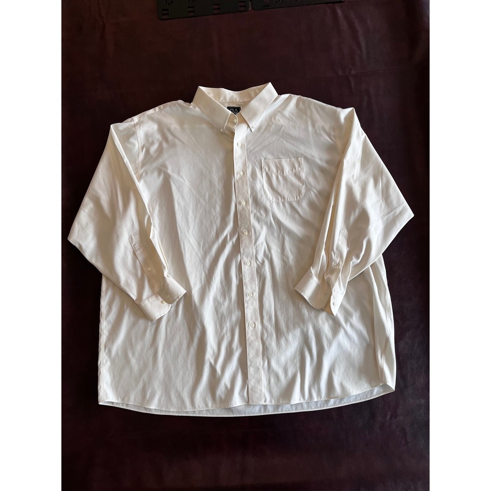 Jos. A. Bank Traveler Mens 20-36 Off White Cotton Button Down Dress Shirt Cream